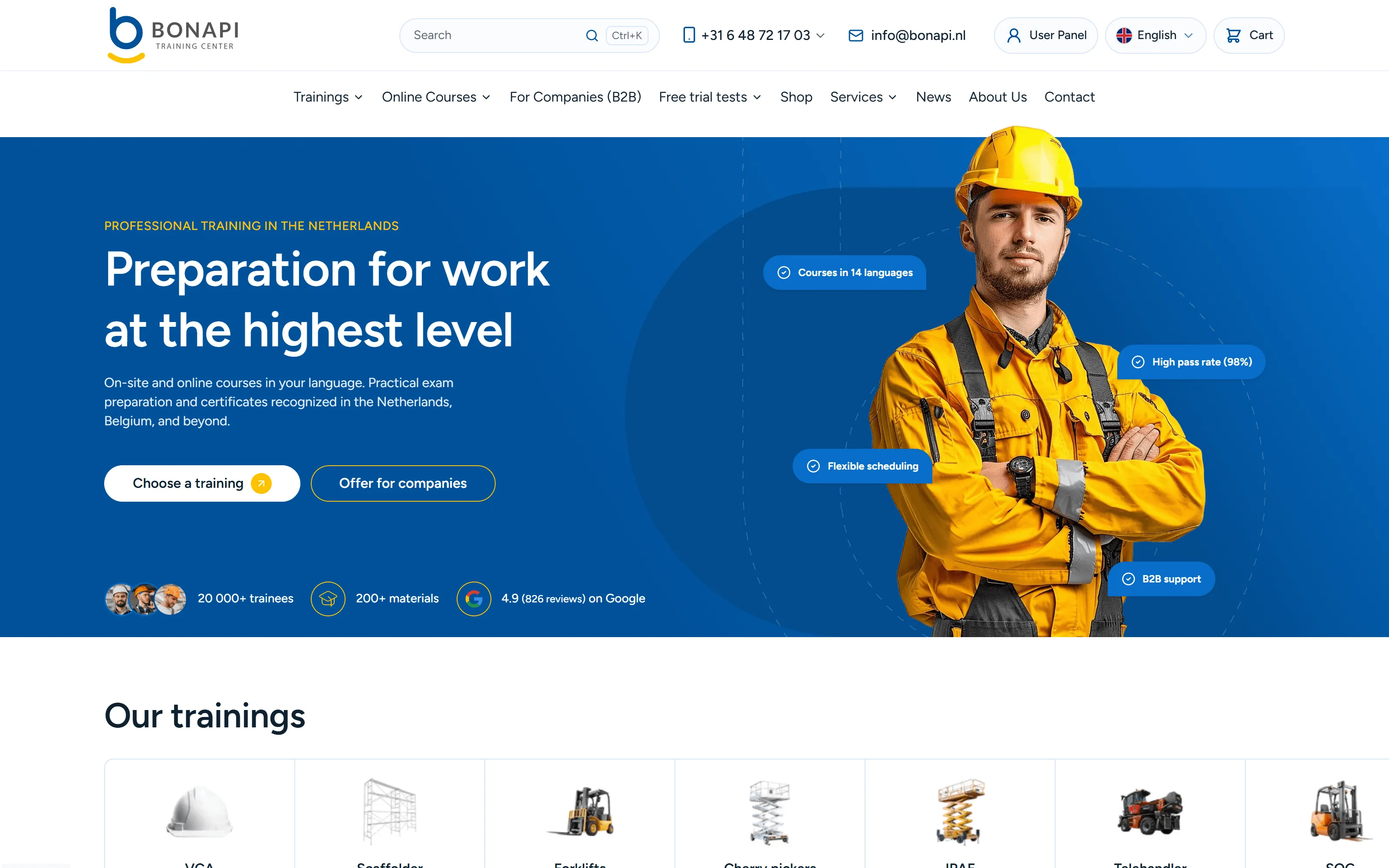 Bonapi website, built by WebProfessor