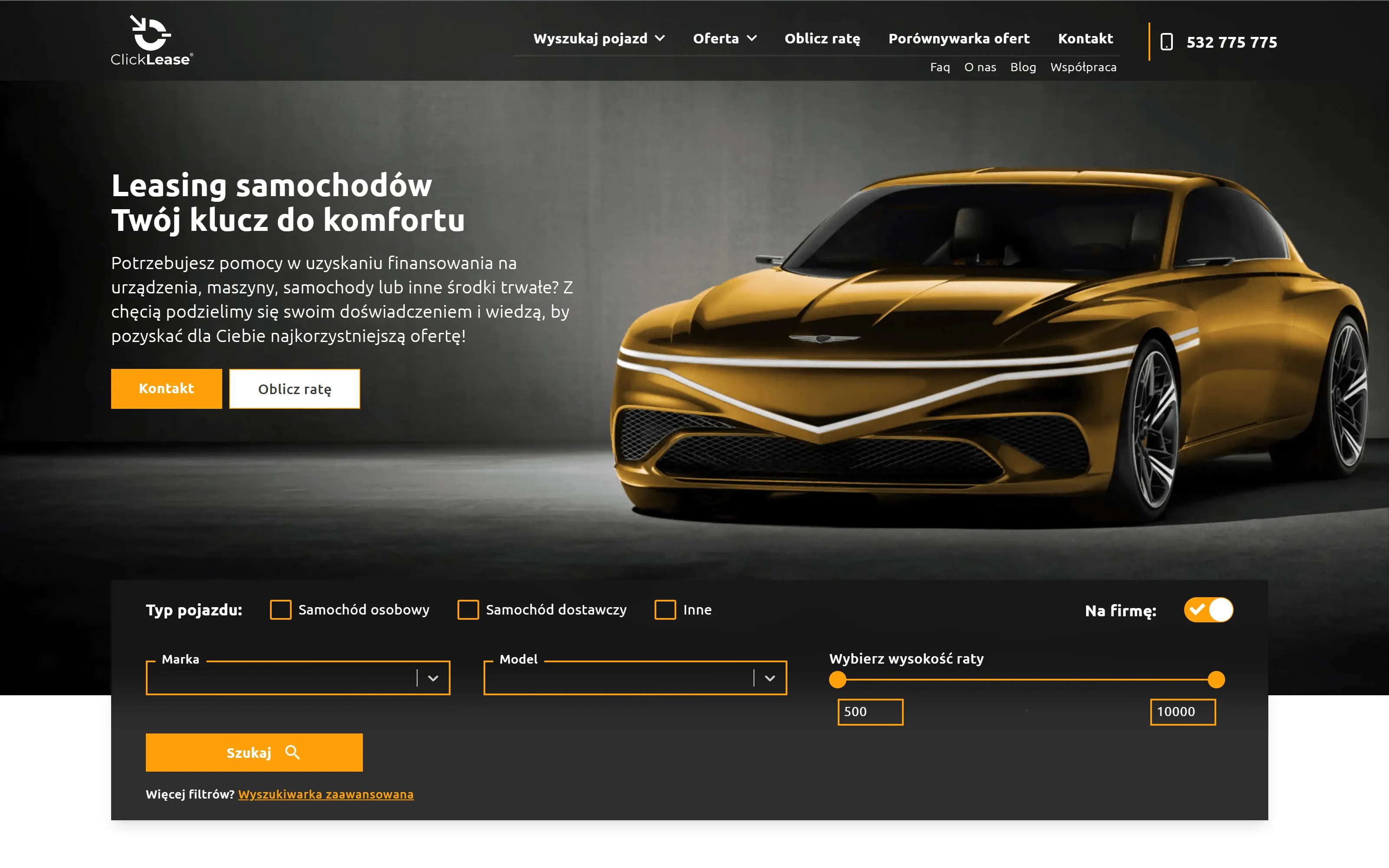 ClickLease website, built by WebProfessor